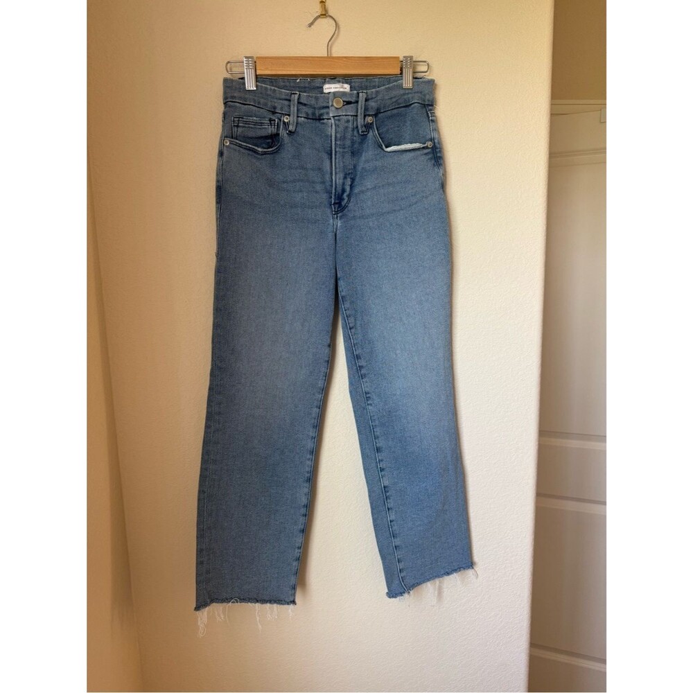 Good American Good Legs Straight Raw Hem jeans Size 6